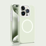 Solid Color Jelly Magnetic Liquid Silicone Phone Case For iPhone
