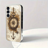 Vintage Nautical Compass Pattern Tempered Glass Case For Samsung