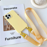Crossbody Lanyard Matte Silicone Necklace Strap Case for iPhone