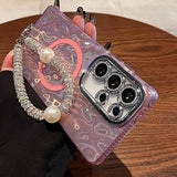 Aurora Shell Pattern Lanyard Magnetic Glitter Case For Samsung
