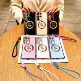 Plating Rose Magnetic Soft Case with Lanyard For Samsung