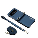 Crossbody Lanyard & Card Slots Leather Case for Samsung Z Flip