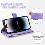 Leather Sun Embossing Flip Wallet Case with Lanyard for iphone