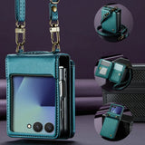 Leather Crossbody RFID‑Blocking Card Slots Wallet Case for Samsung Z Flip