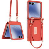 Leather Wallet Case With Wrist Strap for Samsung Z Flip