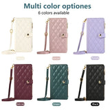 Leather Diamond Grid Crossbody Wallet Phone Case For Samsung