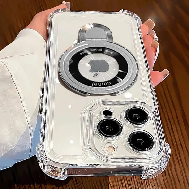 Luxury Shockproof Plating Bracket Magnetic Phone Case for iPhone