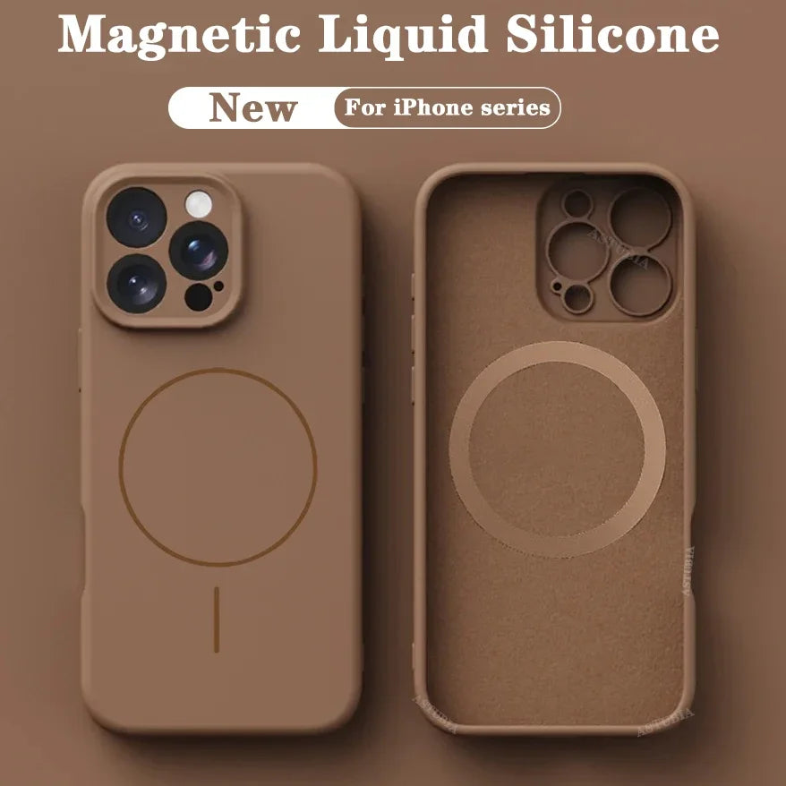 Microfiber Liquid Silicone Magnetic Case for iPhone