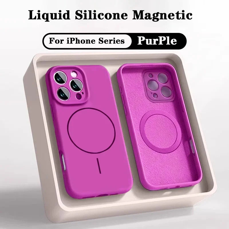 Microfiber Liquid Silicone Magnetic Case for iPhone