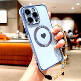 Magnetic Plating TPU Wrist Lanyard Phone Case For iPhone