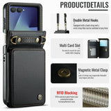 Leather Crossbody RFID‑Blocking Card Slots Wallet Case for Samsung Z Flip