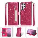 Fashion Glitter Wallet Card Slots Flip Leather Case for Samsung
