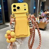 Cute 3D Flower Crossbody Wallet Silicone Case for iPhone
