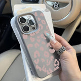 Pink Leopard Print Lichee Pattern Silicone Cover for iPhone