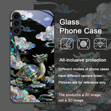 Stylish Tiger Dragon Texture Printed Tempered Glass Case for Samsung