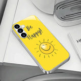 Yellow Sun Electroplated tempered glass phone case for Samsung