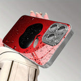 Red Water Drop Apple Pattern Glass Case For iPhone