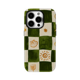 Green & Orange Check Double-layer Back Phone Case for IPhone