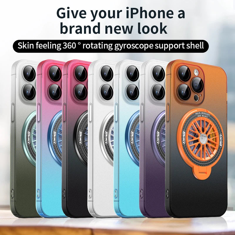 Magnetic Gradient Color Folding Holder Case For iPhone