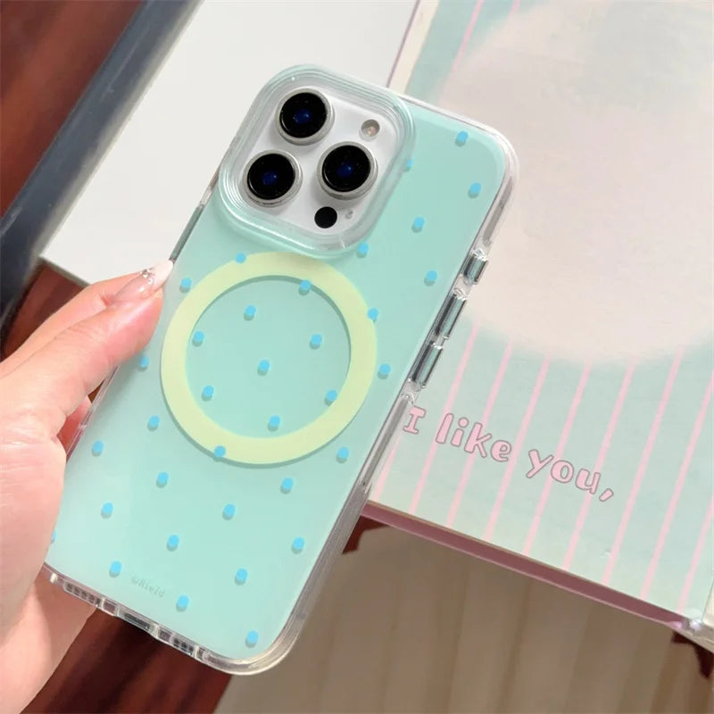Simple Polka Dots Magnetic Phone Case For iPhone