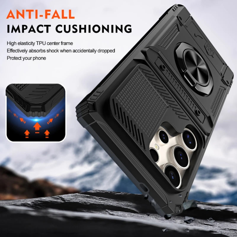Wallet Magnetic Rotated Ring Kickstand Case For Samsung
