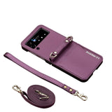 Crossbody Lanyard & Card Slots Leather Case for Samsung Z Flip