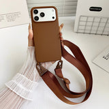 Crossbody Strap Matte Silicone Shockproof Soft Case For iPhone