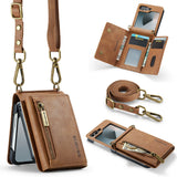 2 in 1 Leather Magnetic Flip Wallet Case for Samsung Z Flip