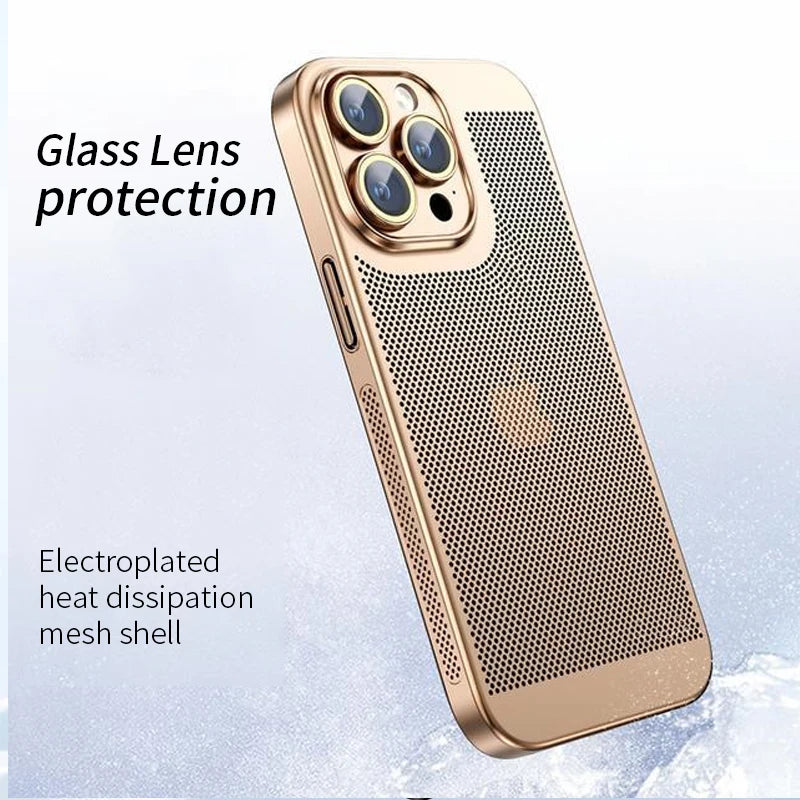 Electroplated Border Honeycomb Mesh Shell Phone Case For Iphone