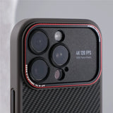 Carbon Fiber Texture Lens Protection Magnetic Case For iPhone