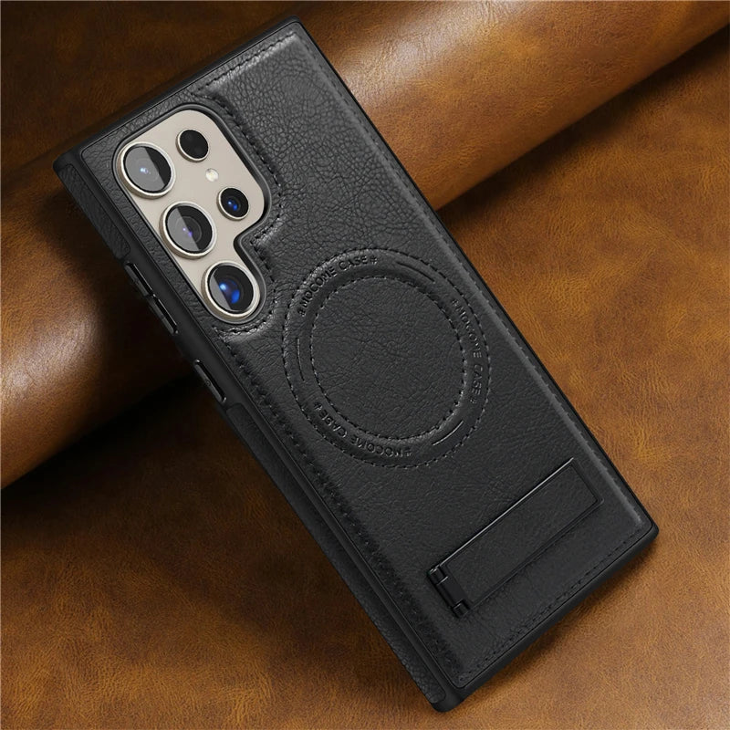 Luxury Leather Magnetic Fold Stand Holder Case For Samsung
