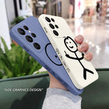 Creative Stick Figure Design Liquid Silicone Case for Samsung