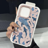 Ocean Shark Whale Pattern Leather Texture TPU Phone Case For iPhone