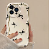 Black Bowknot Heart Shockproof Silicone Phone Case for iPhone