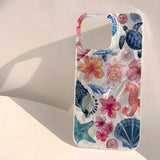 Pink Heart Starfish Coral Jellyfish Pattern Phone Case for iPhone