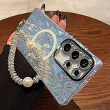 Aurora Shell Pattern Lanyard Magnetic Glitter Case For Samsung