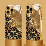 Lion Leopard Print Gold Glass Case for iPhone