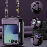Leather Crossbody RFID‑Blocking Card Slots Wallet Case for Samsung Z Flip