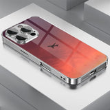 Sunset Colorful Cloud Airplane Print Glass Electroplated Case for iPhone