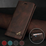 RFID Blocking Leather Flip Wallet Case For iPhone