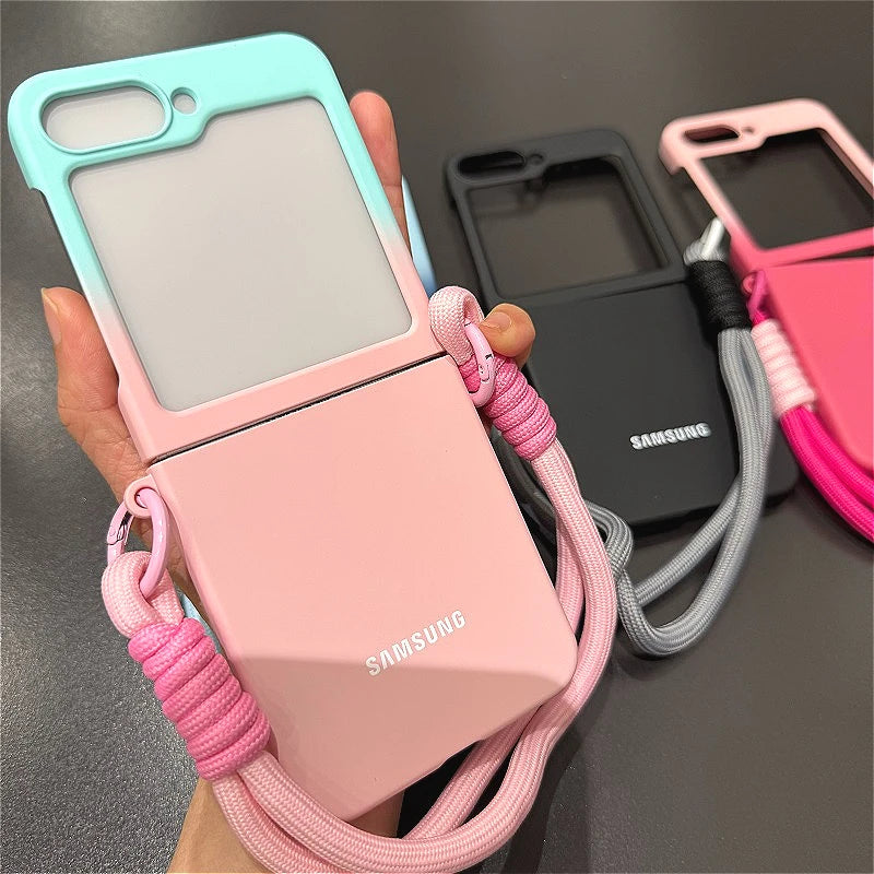 Lanyard Gradient Color Case For Samsung Galaxy Z Flip 6 5 4 3