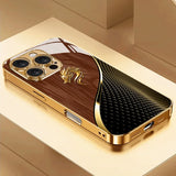 Luxury Gold Dragon Head Metallic Paint Glass Case for iPhone