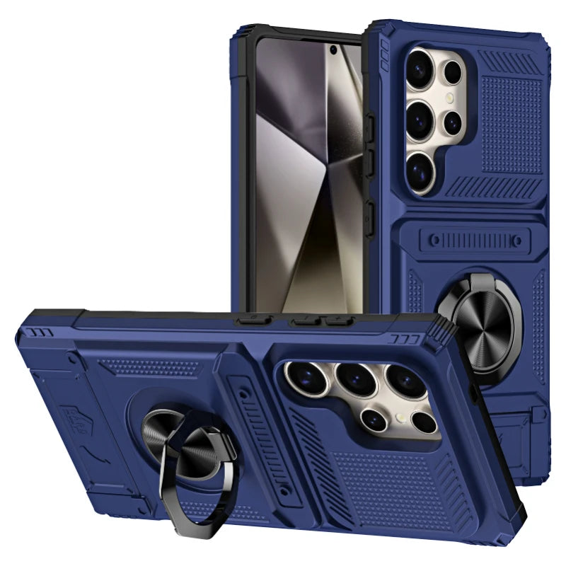 Wallet Magnetic Rotated Ring Kickstand Case For Samsung