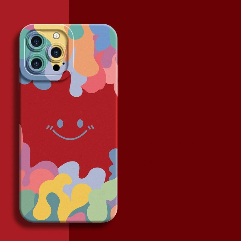 Skin Feel Smile Design Colorful Silicone Phone Case for iPhone