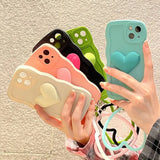 Heart Wrist Ring Chain Liquid Silicon Wave Phone Case For Samsung