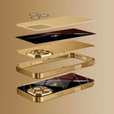Luxury Golden Horse Pattern Glass Case for iPhone