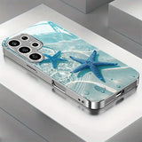 Seawater And Starfish Pattern Tempered Glass Phone Case For Samsung