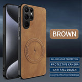 Luxury Leather Magnetic Shockproof Case For Samsung