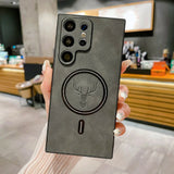 Leather Elk Magnetic Charging Case for Samsung
