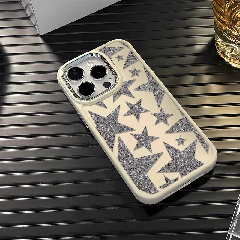 Metal Frame Five-pointed Star Design Phone Case for IPhone